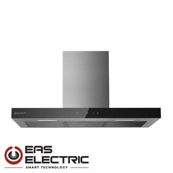 CAMPANA DECORATIVA EAS ELECTRIC 90CM TIPO T 800M3/H CRISTAL NEGRO/INOX