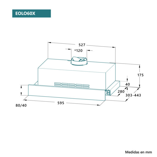 CAMPANA EXTRAIBLE JOHNSON 60CM 400M3/H CLASE B INOX - Imagen 2